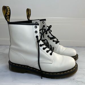 White Doc Martin Combat Boots